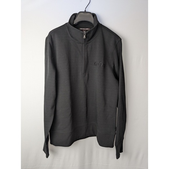 Michael Kors Men's NWT Black 1/4 Zip Pullover Sweatshirt Size Large $145 MSRP - Picture 8 of 12